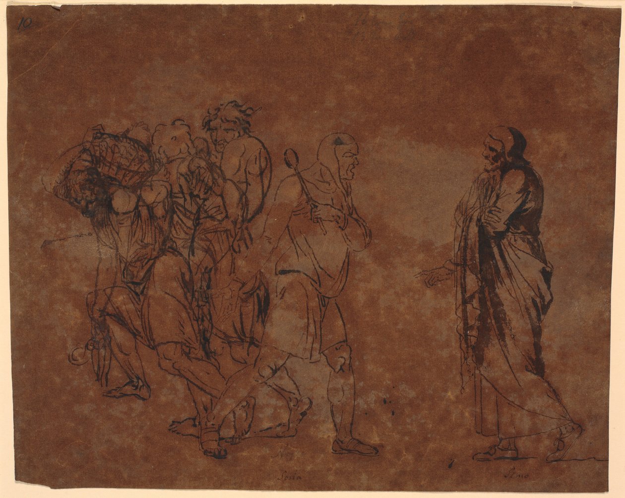 Study of Simo, Sosie and the Slaves, in the Picture with These Figures. [Simo Confides in Sosia] by Nicolai Abildgaard