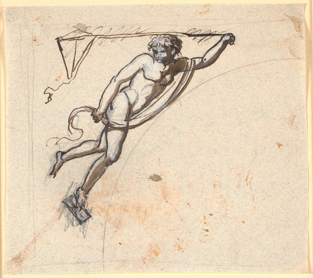 Floating figure with a dragon in hand by Nicolai Abildgaard