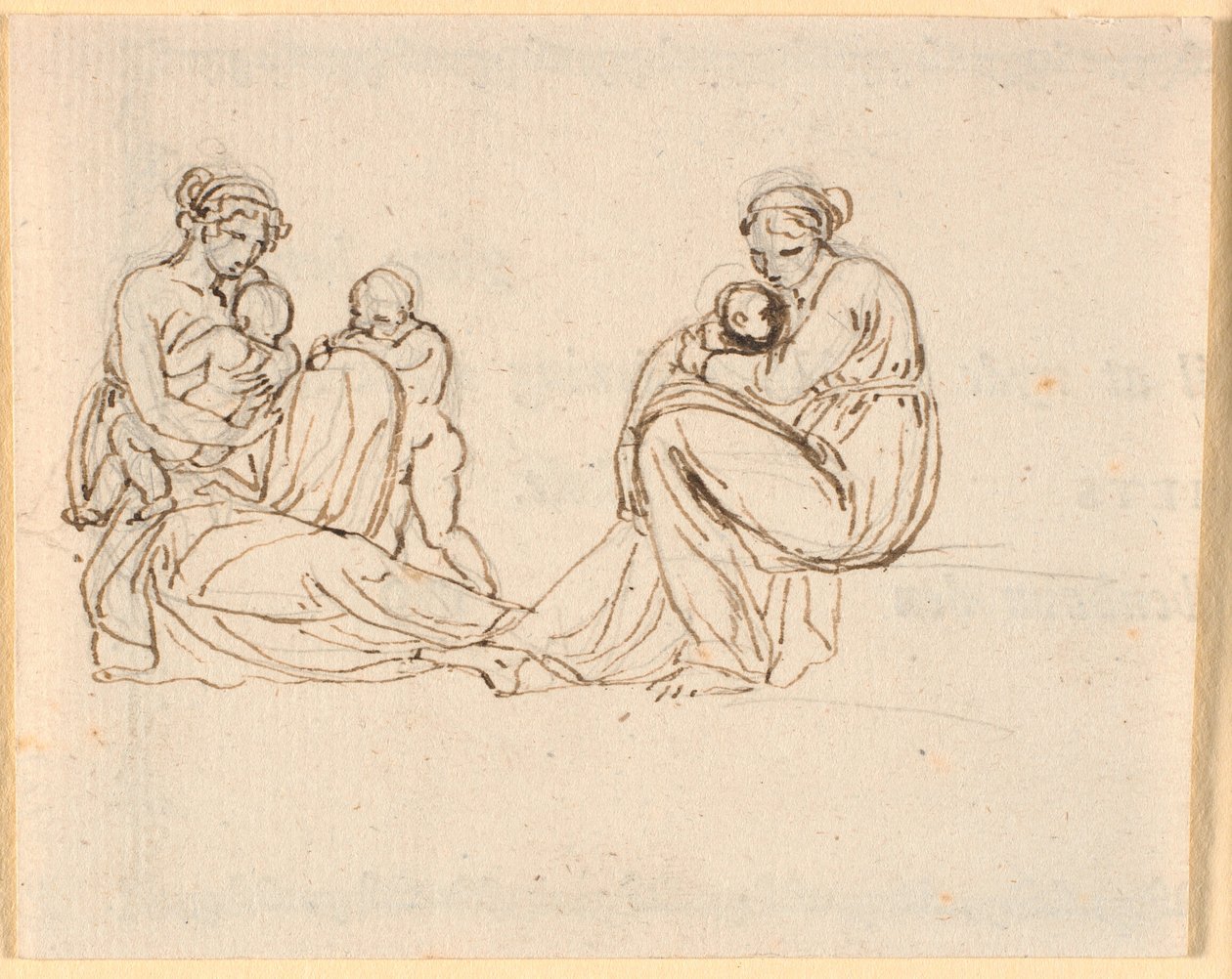 Two Drafts of a Mother with Small Children in Her Arms by Nicolai Abildgaard