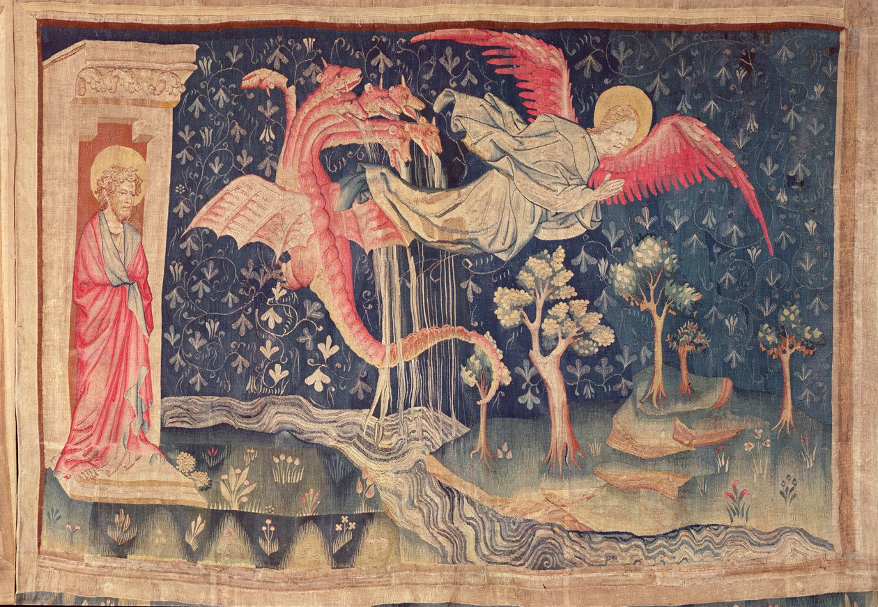 The Dragon pursuing the woman, from the Apocalypse Tapestry of Angers ...