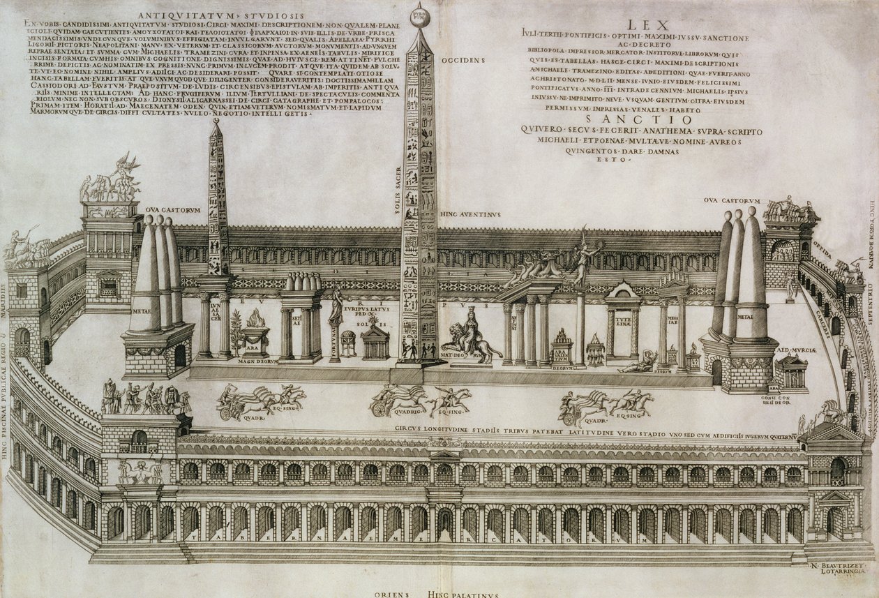 Plan of the Circus Maximus, Rome, Engraved by the Artist by Nicolas Beautrizet