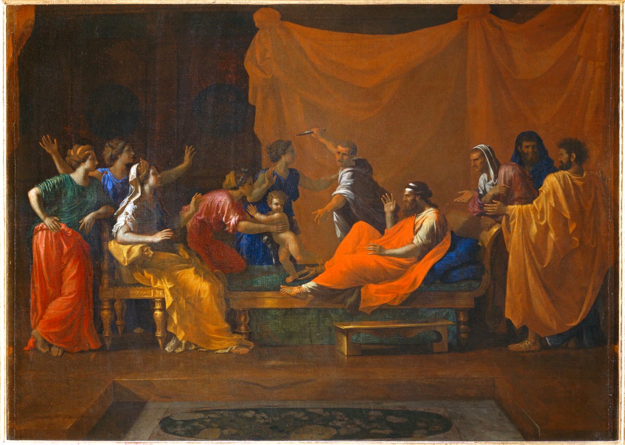 Infant Moses Trampling the Crown of the Pharaoh by Nicolas (attr.to) Poussin
