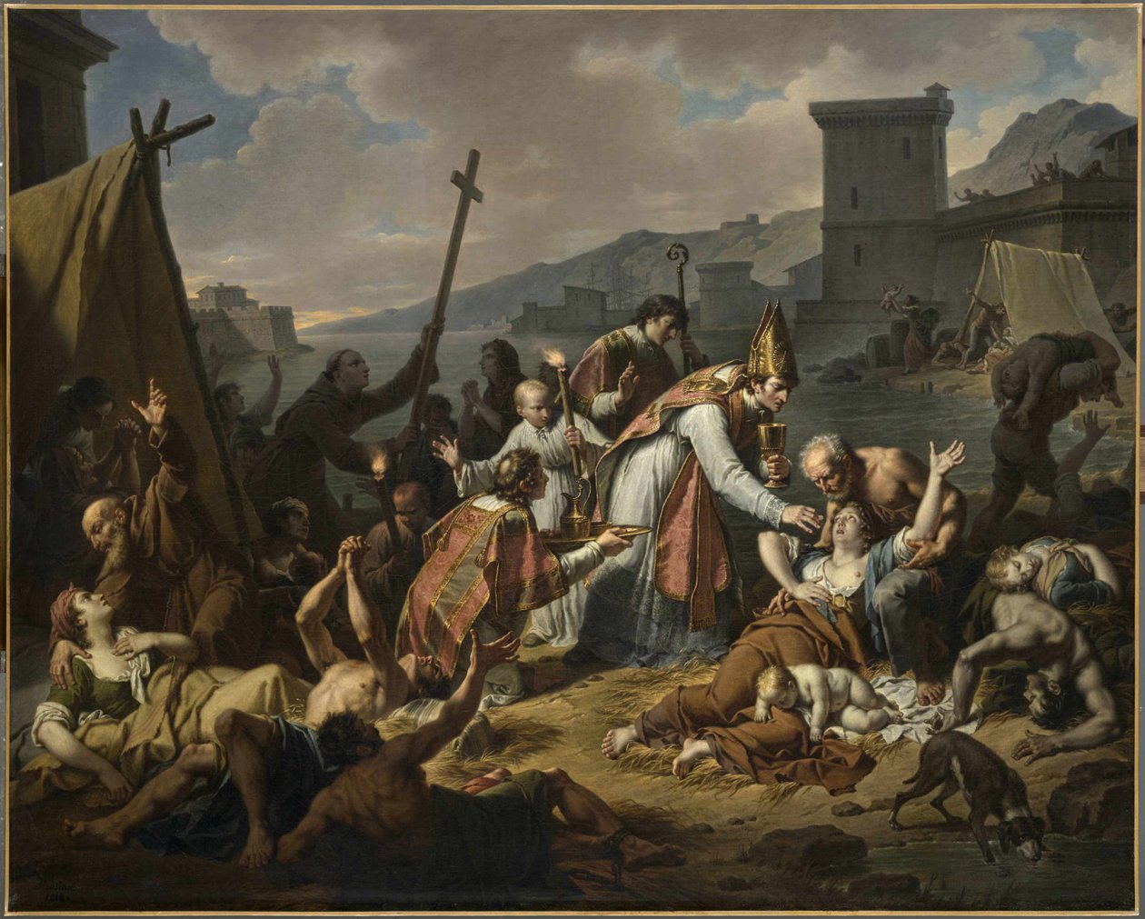 The Devotion of Monsignor de Belsunce during the Plague of Marseille, 1720, before 1819 by Nicolas André Monsiaux