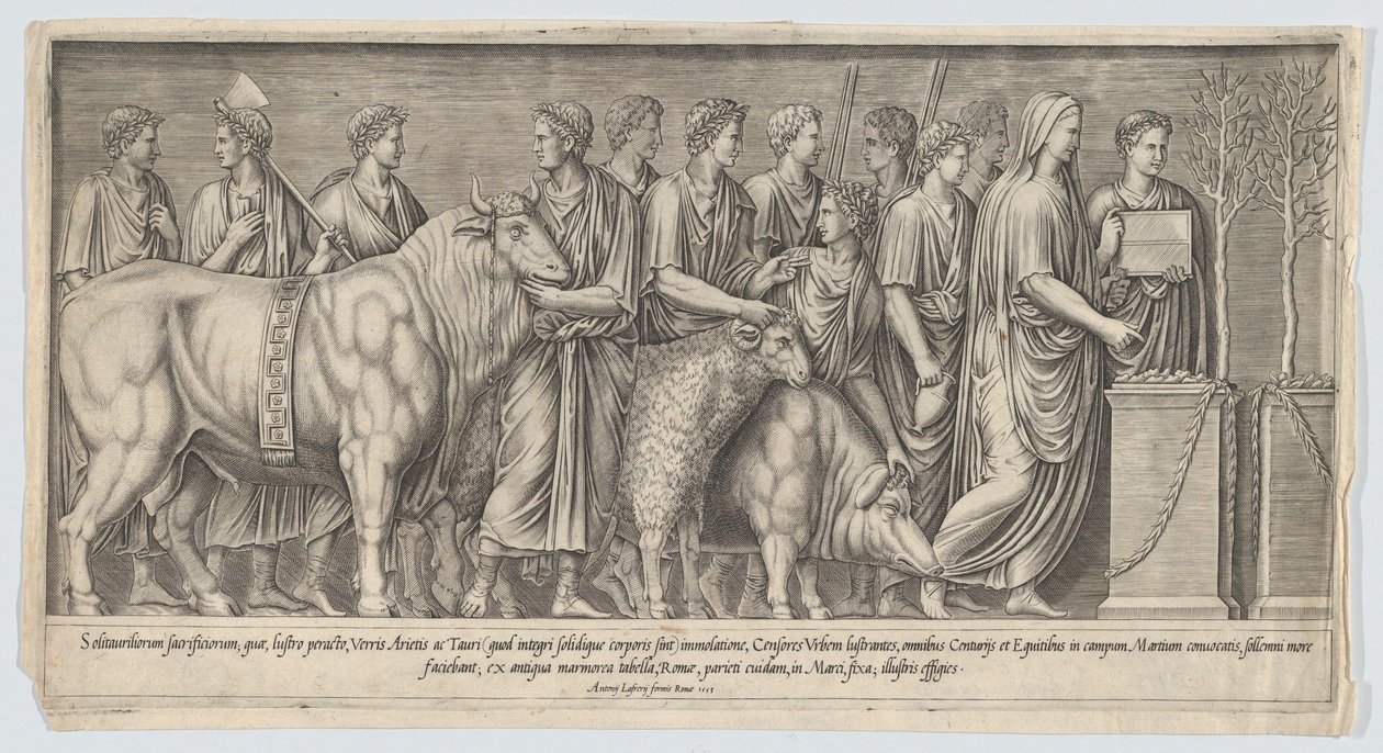 Pagan Sacrifice, after an Antique Bas Relief, 1553 by Nicolas Beatrizet