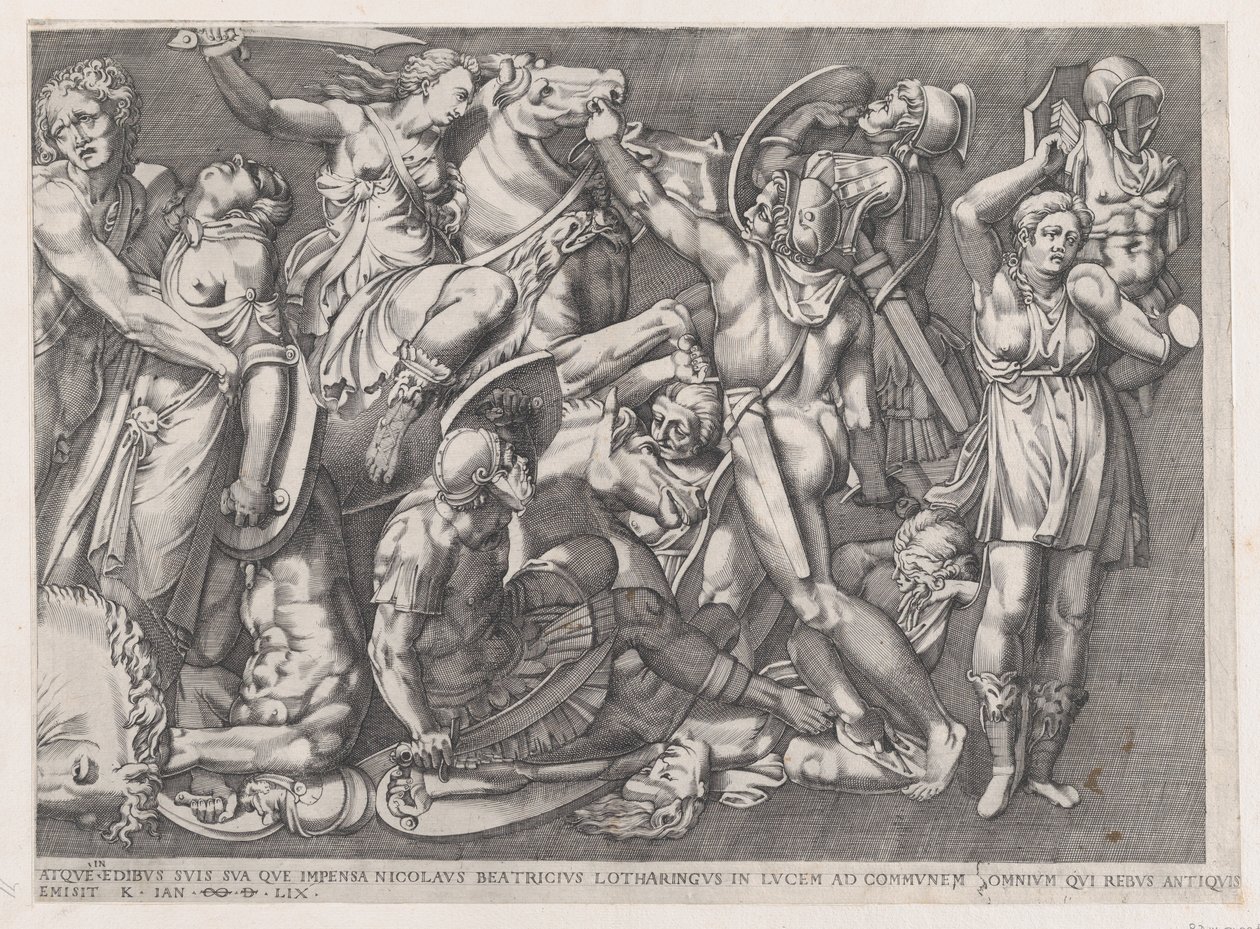 Speculum Romanae Magnificentiae: Battle of the Amazons, 1559 by Nicolas Beatrizet