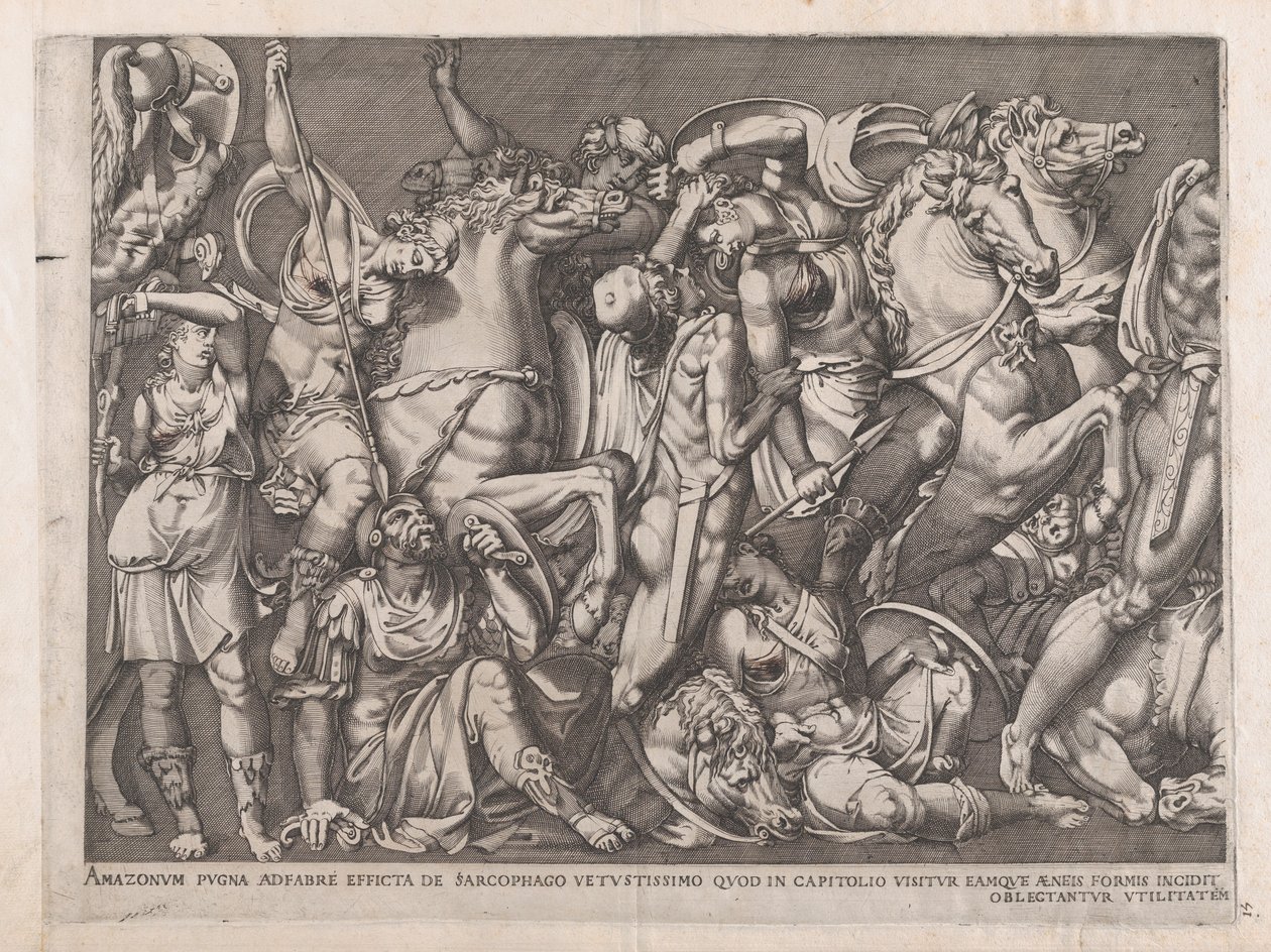 Speculum Romanae Magnificentiae: Battle of the Amazons by Nicolas Beatrizet
