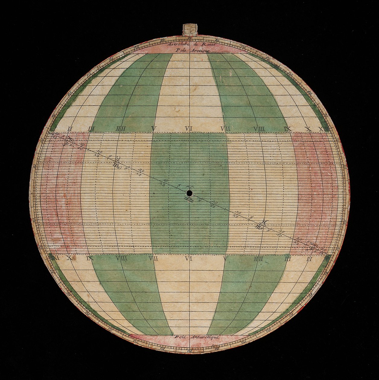 Astrolabe, Detail of a Plate with a Projection of Rojas by Nicolas Bion