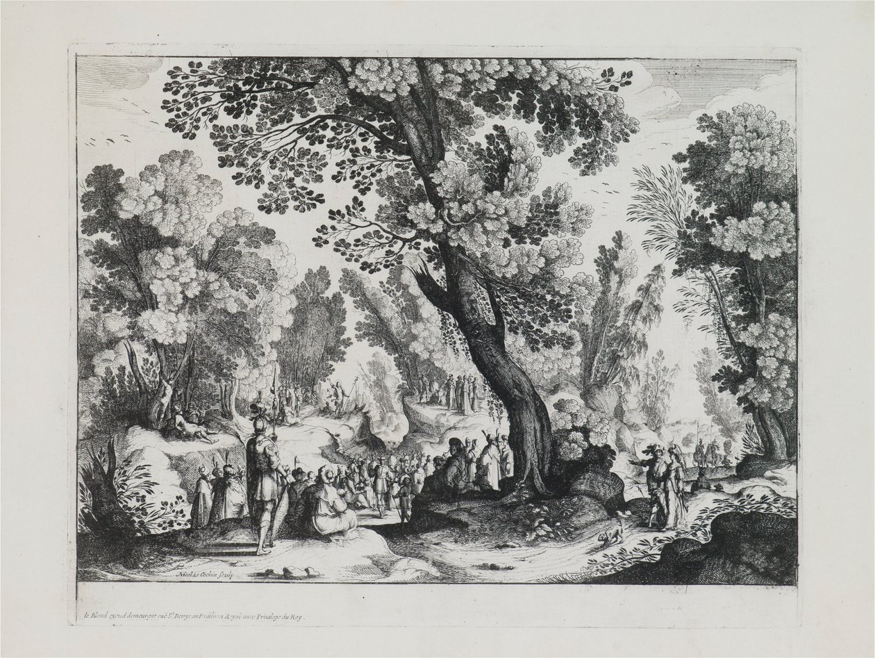A Wooded Landscape with the Sermon of St. John the Baptist by Nicolas Cochin