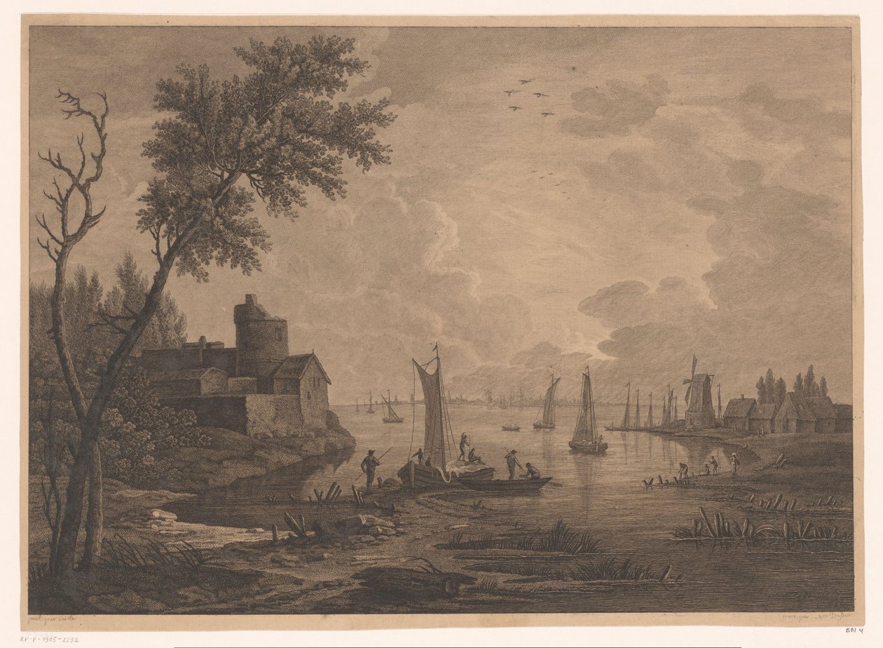 Landscape with Fishing Boats by Nicolas Dufour