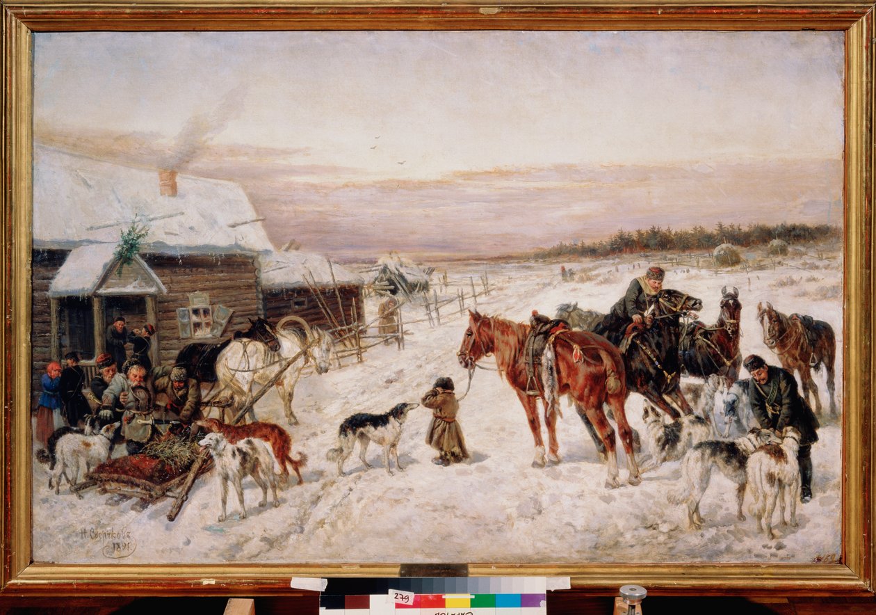 Before a Pub in Winter by Nicolas Gregorovitch Svertschkoff