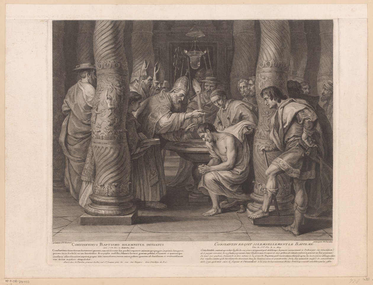 Baptism of Emperor Constantine by Pope Sylvester I (Constantine solemnly initiated into baptism / Constantine solemnly receives baptism) (History of Emperor Constantine the Great series) by Nicolas Henri Tardieu
