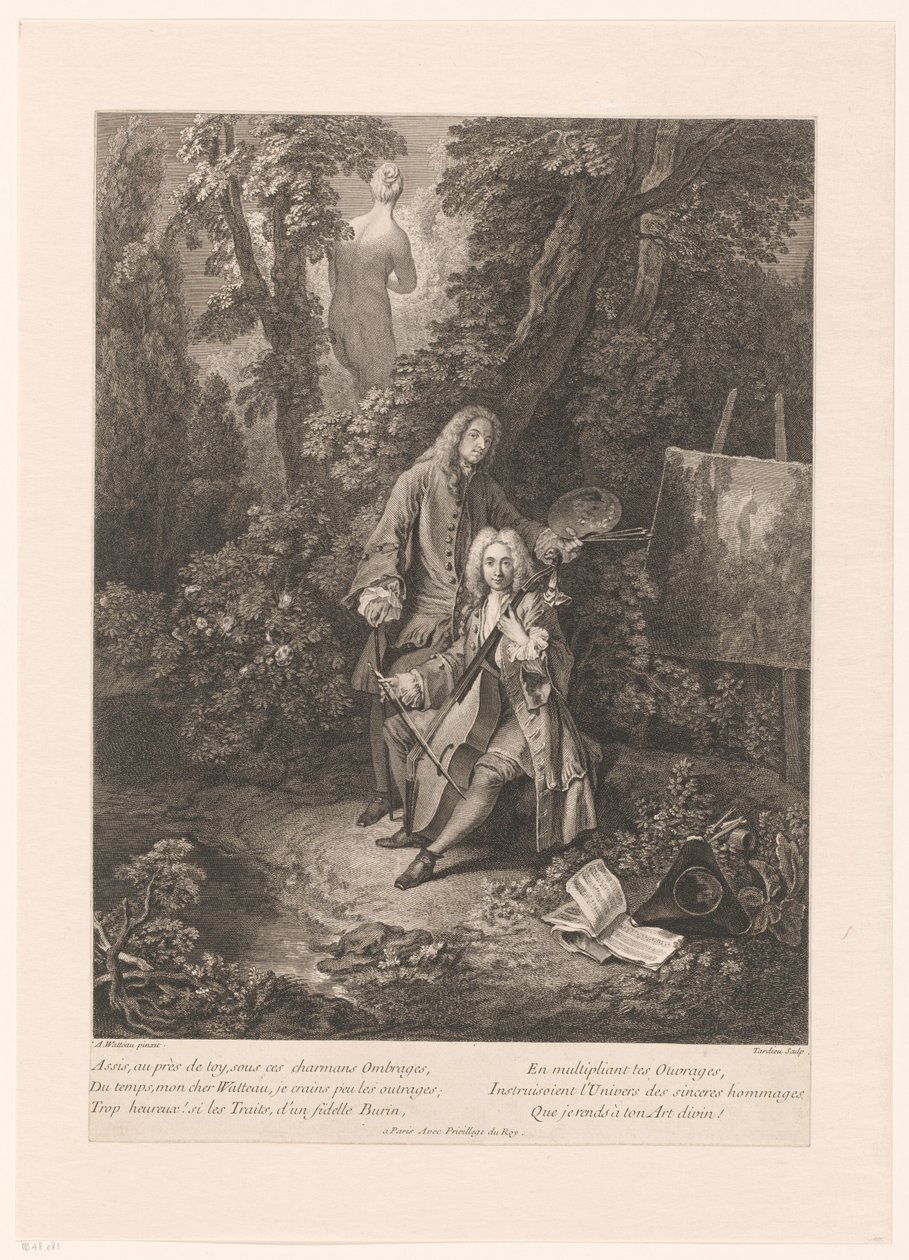 Two Gallant Men in a Park Landscape by Nicolas Henri Tardieu