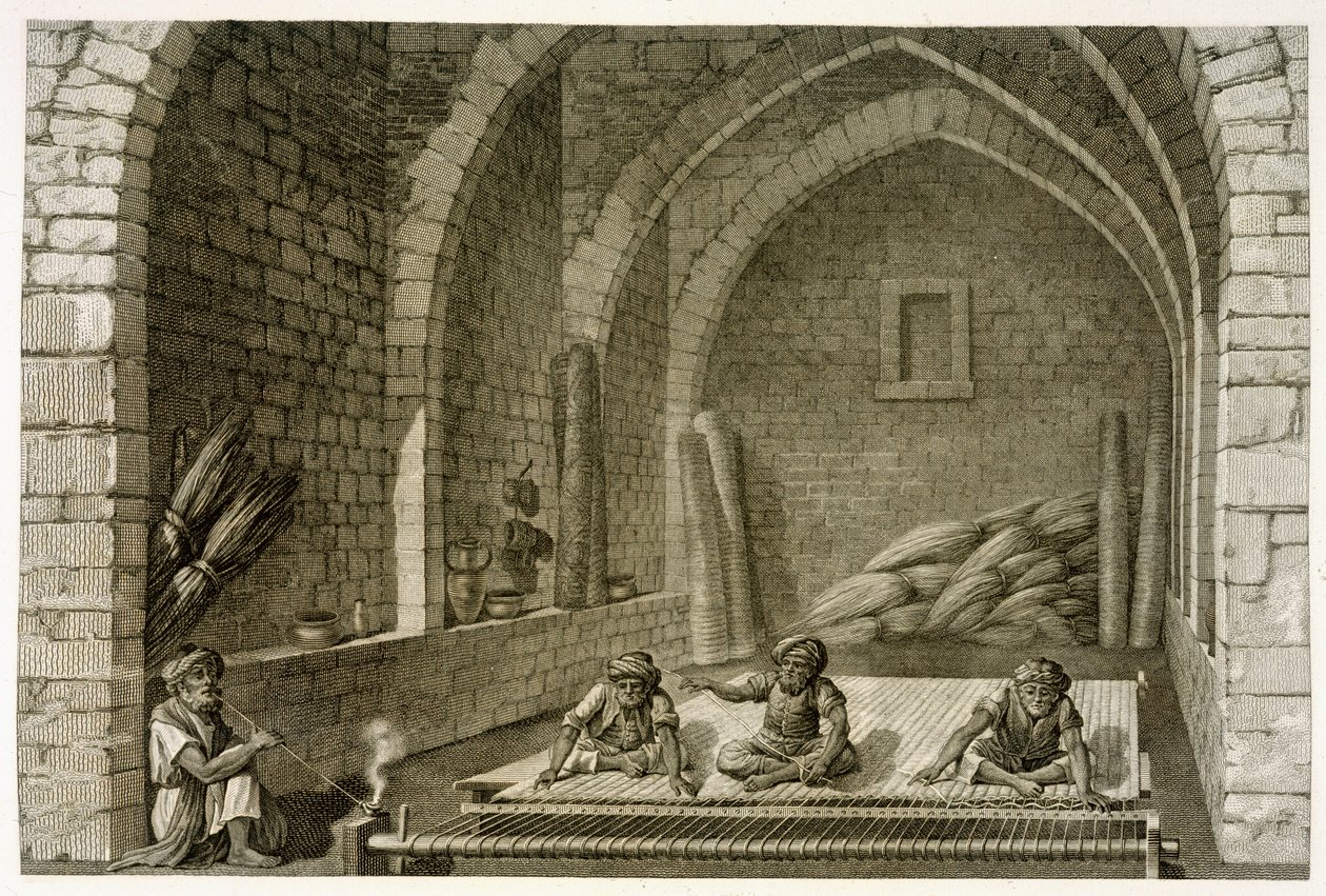 Weaving a Rug (Illustration) by Nicolas Jacques Conte
