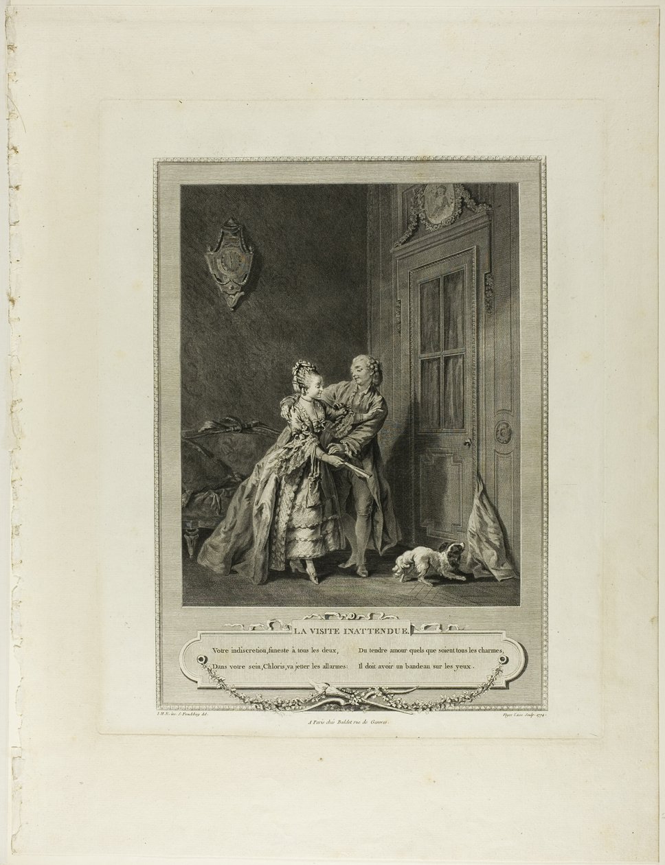 Unexpected Call, from Monument of the Physical and Moral Costume of the Late Eighteenth Century by Nicolas Joseph Voyez