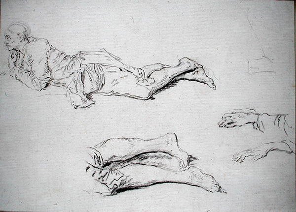 Study of a man lying on the ground by Nicolas Lancret