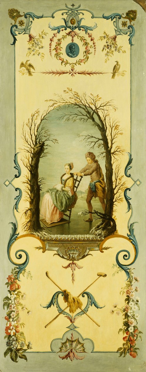 Three Decorative Panels with Allegories of Winter, Summer and Autumn by Nicolas Lancret