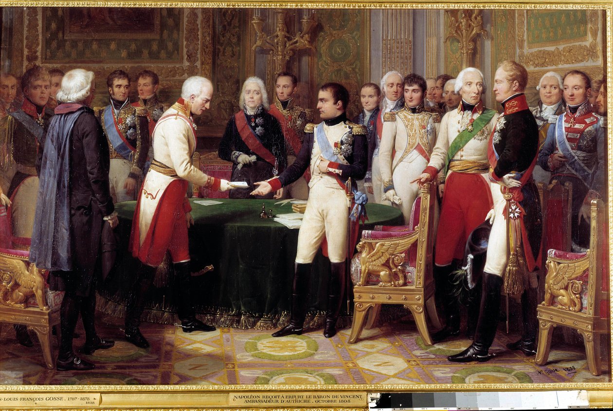 The interview of Erfurt, 27 September - 14 October 1808: Napoleon I receiving Baron Vincent, an Austrian diplomat by Nicolas Louis Francois Gosse
