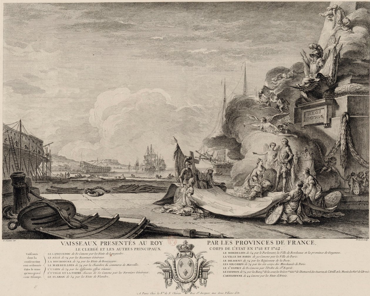 Allegorical Engraving on the Gift of Ships around 1762 by Nicolas Ozanne