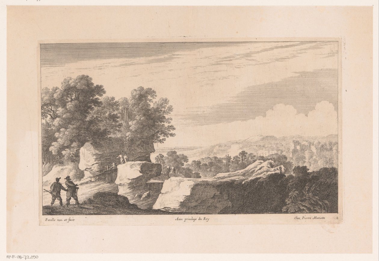 Landscape with Bridge over Rapid River by Nicolas Perelle