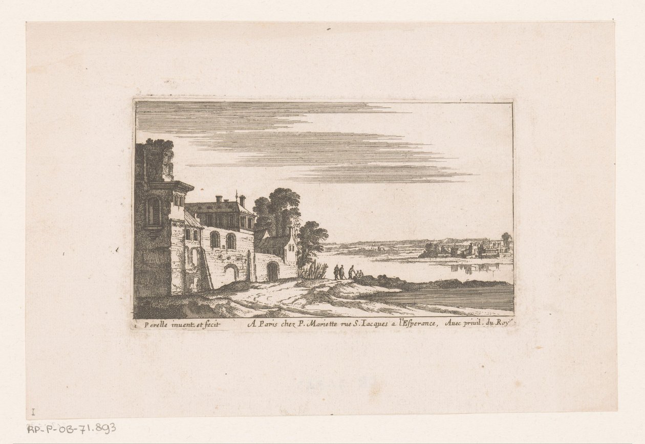 Landscape with Buildings by a River by Nicolas Perelle