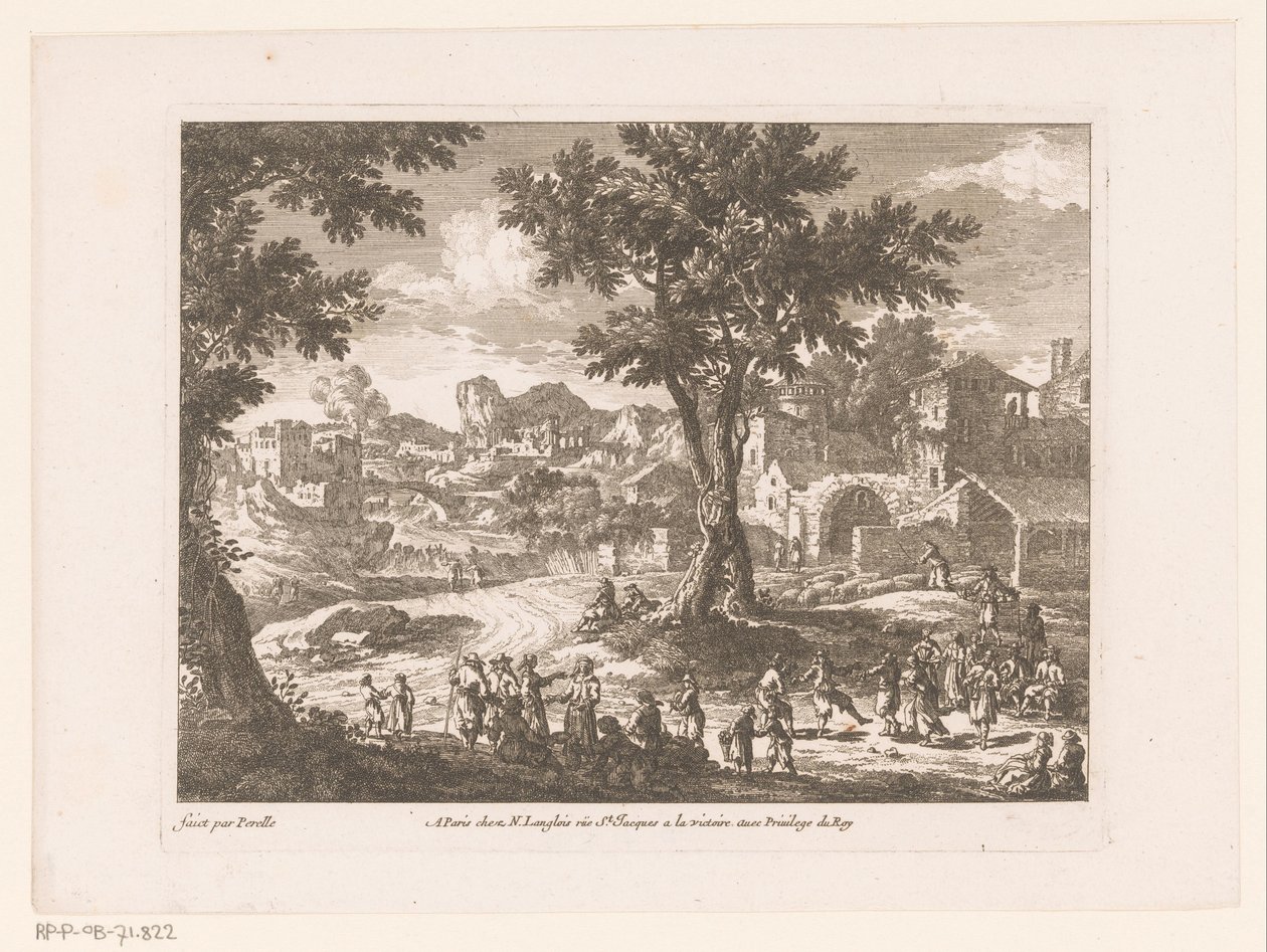 Landscape with a Group of Dancing and Talking People by Nicolas Perelle