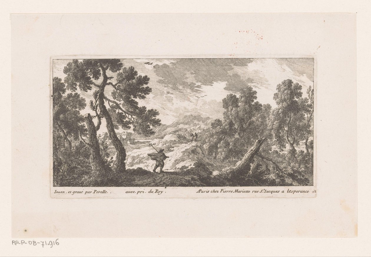 Landscape with Man with Billowing Cloak by Nicolas Perelle