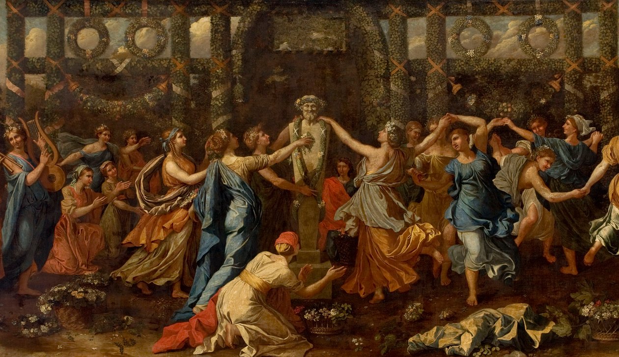 Hymenaios Disguised as a Woman During an Offering to Priapus (detail) by Nicolas Poussin