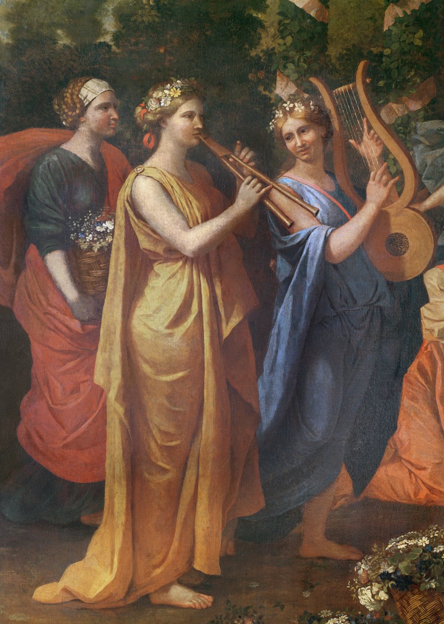 Hymenaios Disguised as a Woman During an Offering to Priapus (detail of the musicians) by Nicolas Poussin