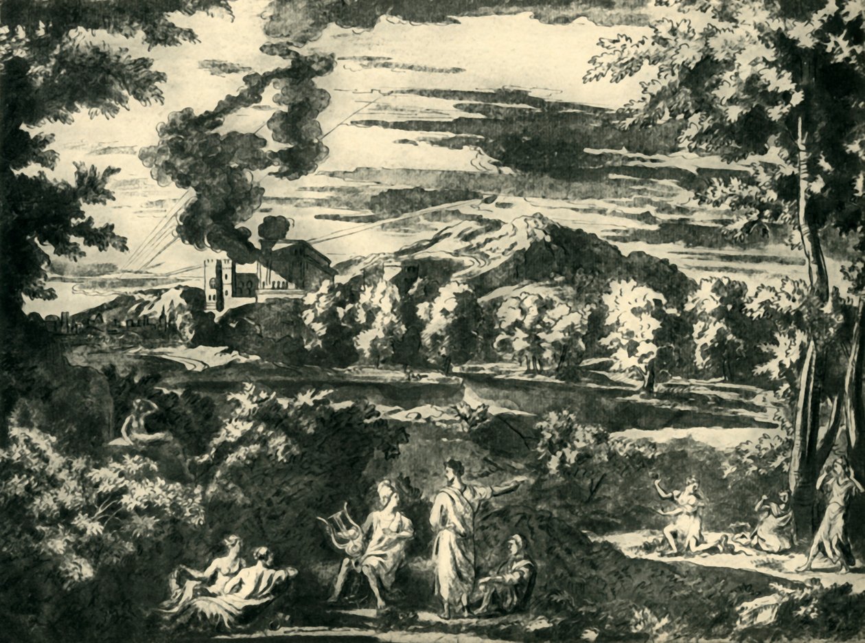 Landscape with Orpheus and Eurydice by Nicolas Poussin