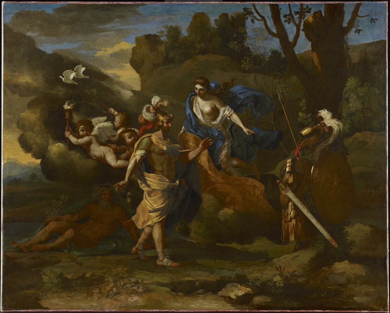 Venus, Mother of Aeneas, Presenting him with Arms Forged by Vulcan by Nicolas Poussin