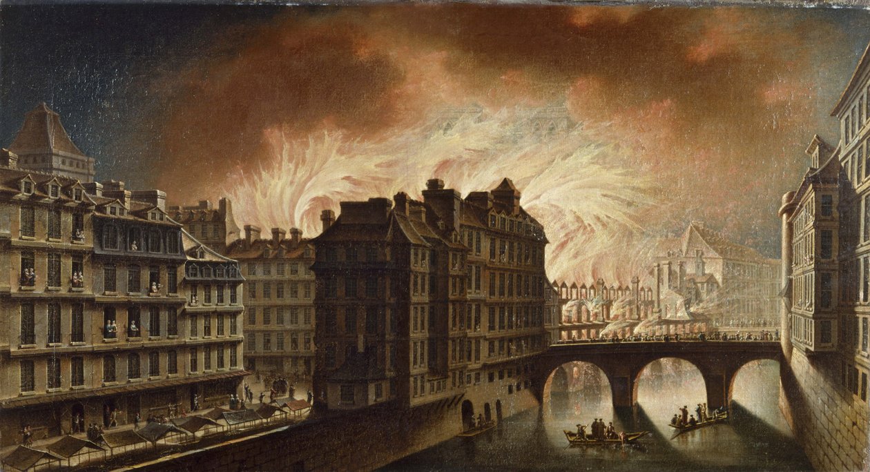 The Fire of the Hôtel-Dieu in 1772, circa 1772 by Nicolas Raguenet