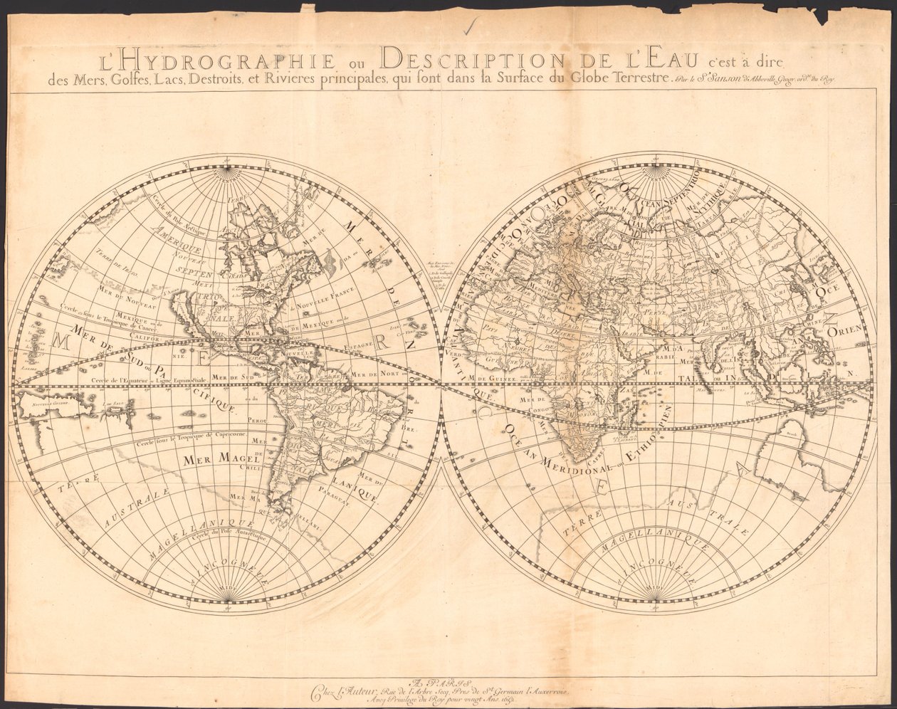 Hydrography or Description of Water, That is to Say, of Seas, Gulfs, Lakes, Straits, and Main Rivers on the Surface of the Earth by Nicolas Sanson