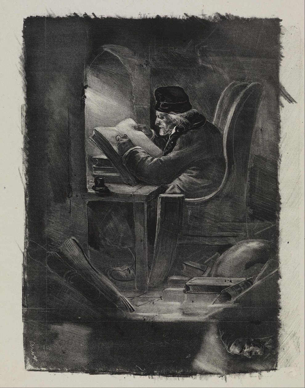 Essay in mezzotint (A Geographer) by Nicolas Toussaint Charlet