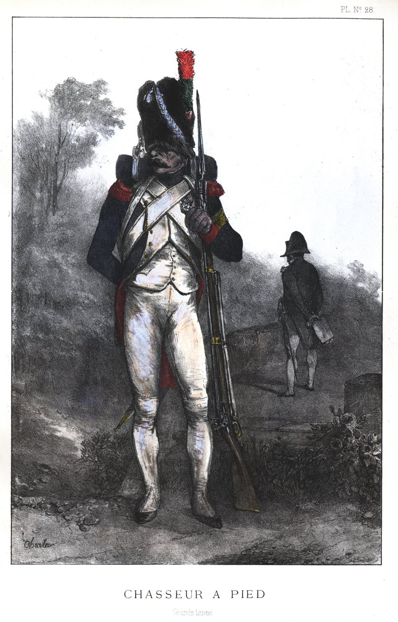 Napoleonic Wars, French Army, Foot Chasseur of the Imperial Guard in full dress, 1845 by Nicolas Toussaint Charlet