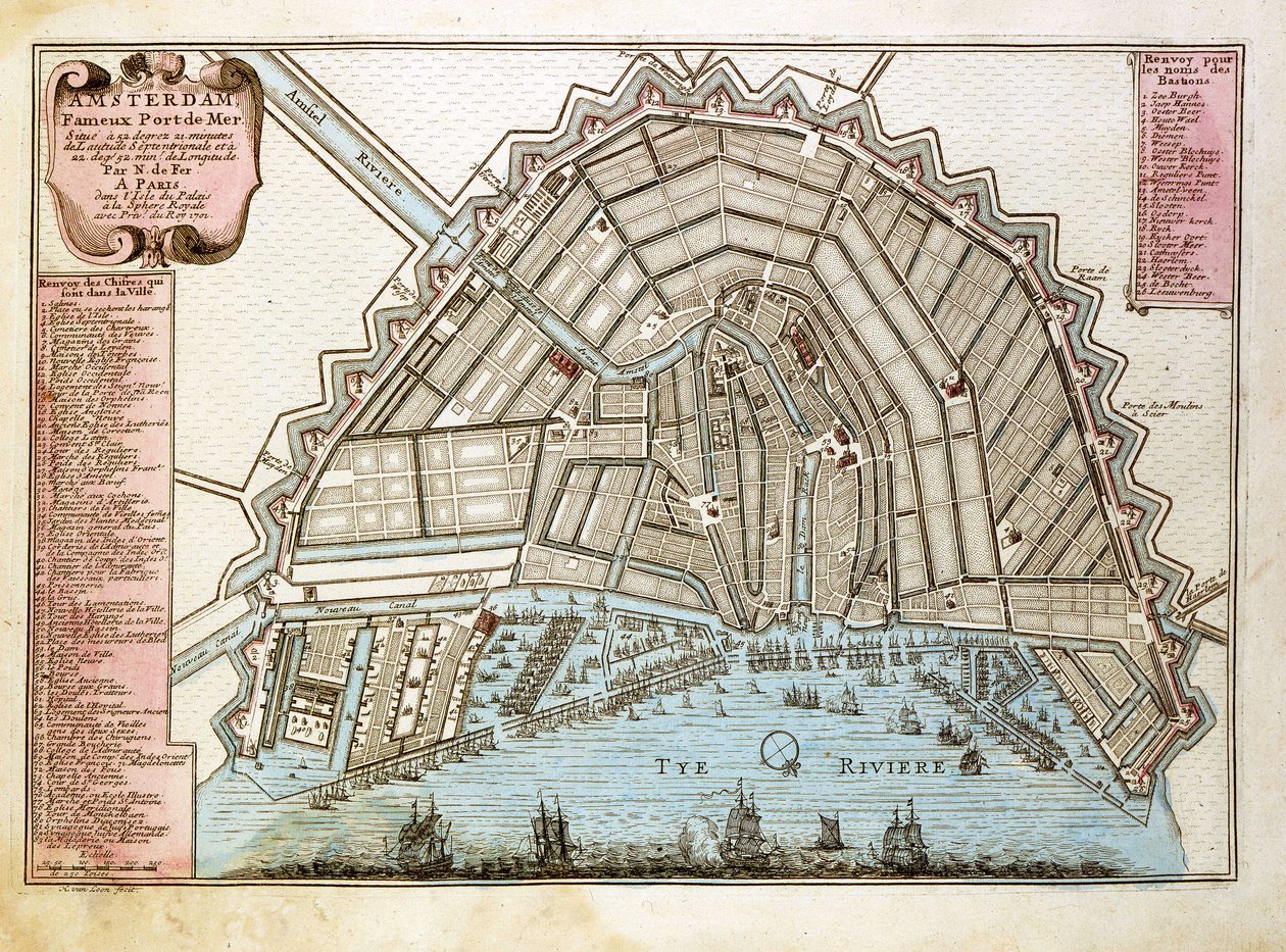 Map of Amsterdam. Atlas by Nicolas de Fer (1646-1720), Paris 1700 by Nicolas de Fer