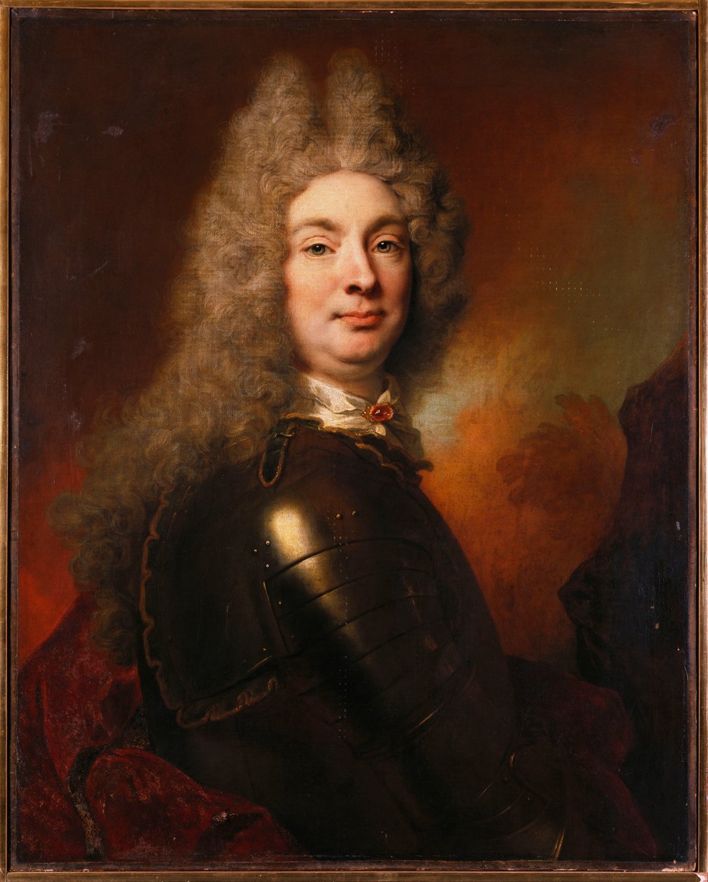 Portrait of a Nobleman in Armour, Wearing a Red Cloak by Nicolas de Largillière