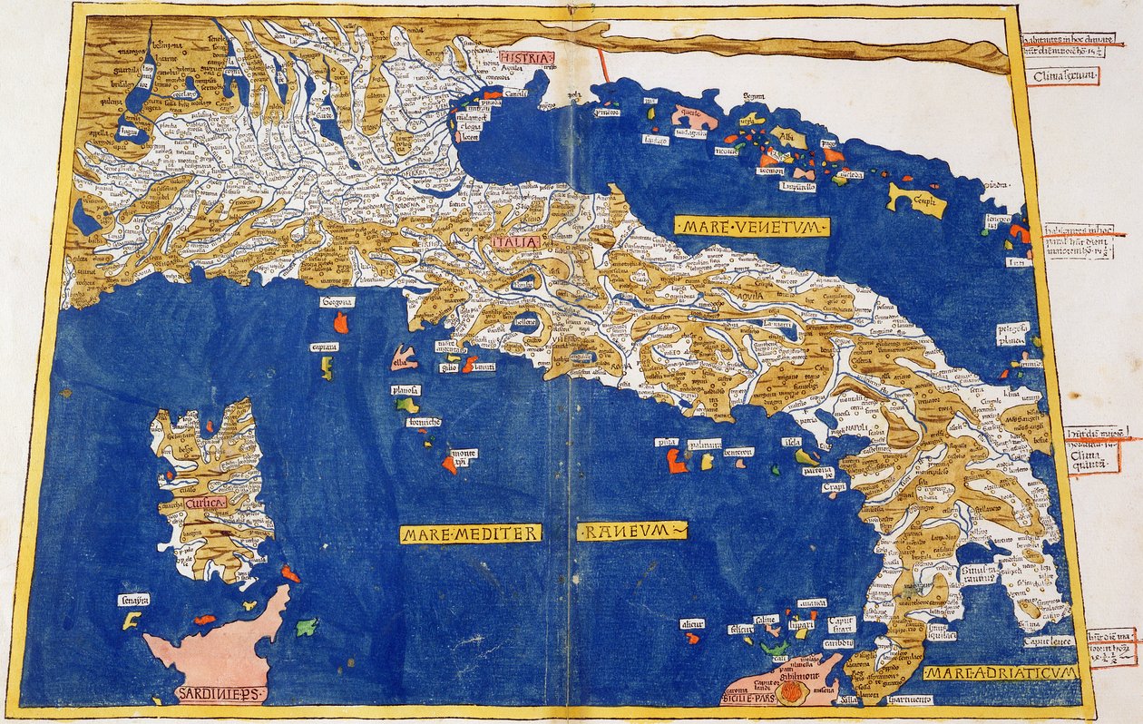 Ptolemaic Map of Italy by Nicolaus Germanus
