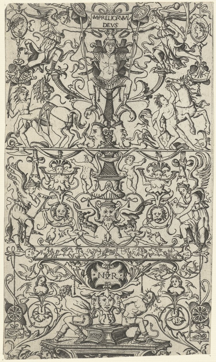 Fragment of ornament panel with Mars (series title: Ornament Panels) by Nicoletto da Modena