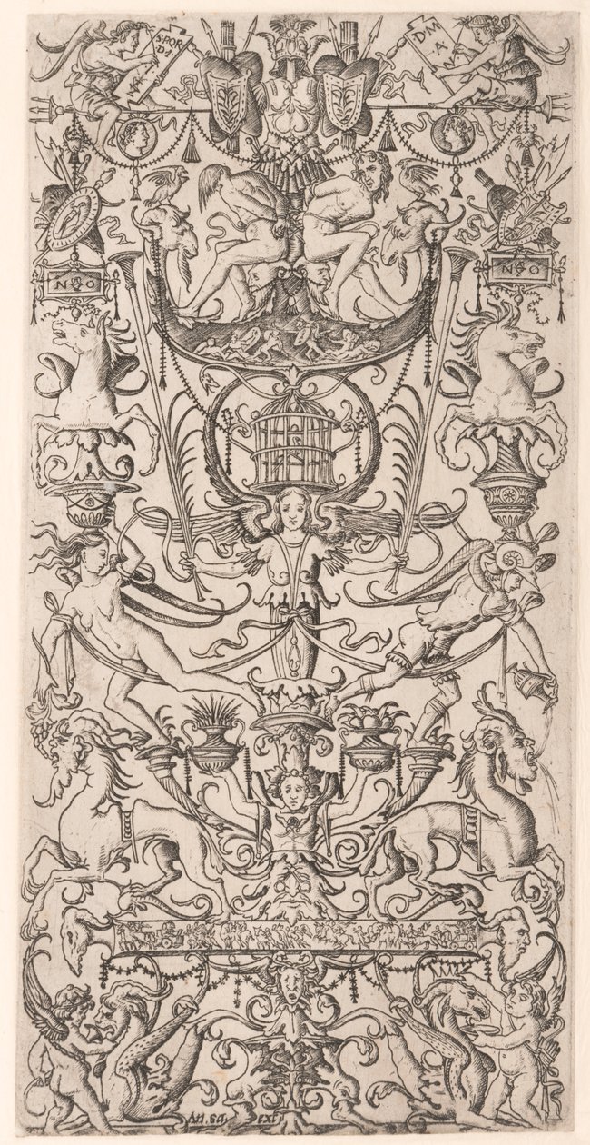 Ornament Panel with Bird Cage by Nicoletto da Modena