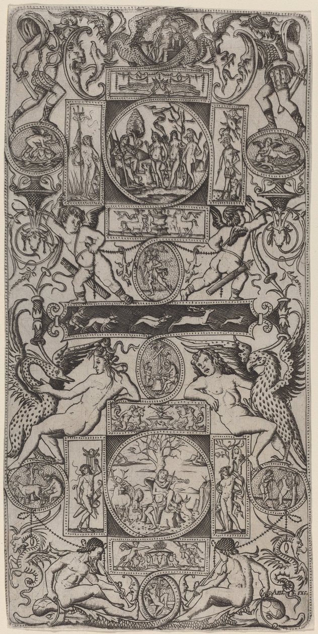 Ornament Panel with Orpheus and the Judgment of Paris by Nicoletto da Modena