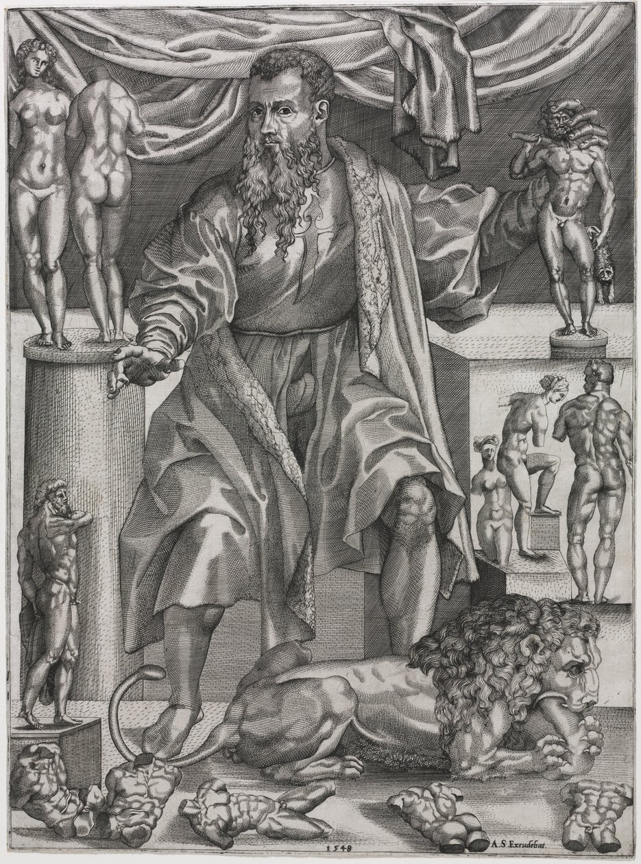 Portrait of Baccio Bandinelli with Lion by Nicolo della Casa