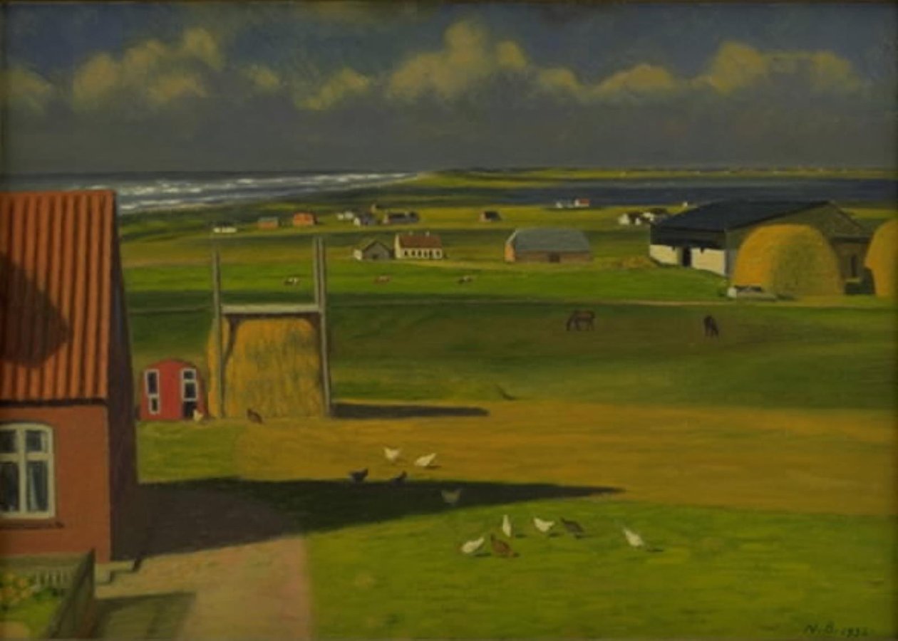 A Landscape with Farm Houses in the West of Jutland by Niels Jakob Jakobsen Bjerre
