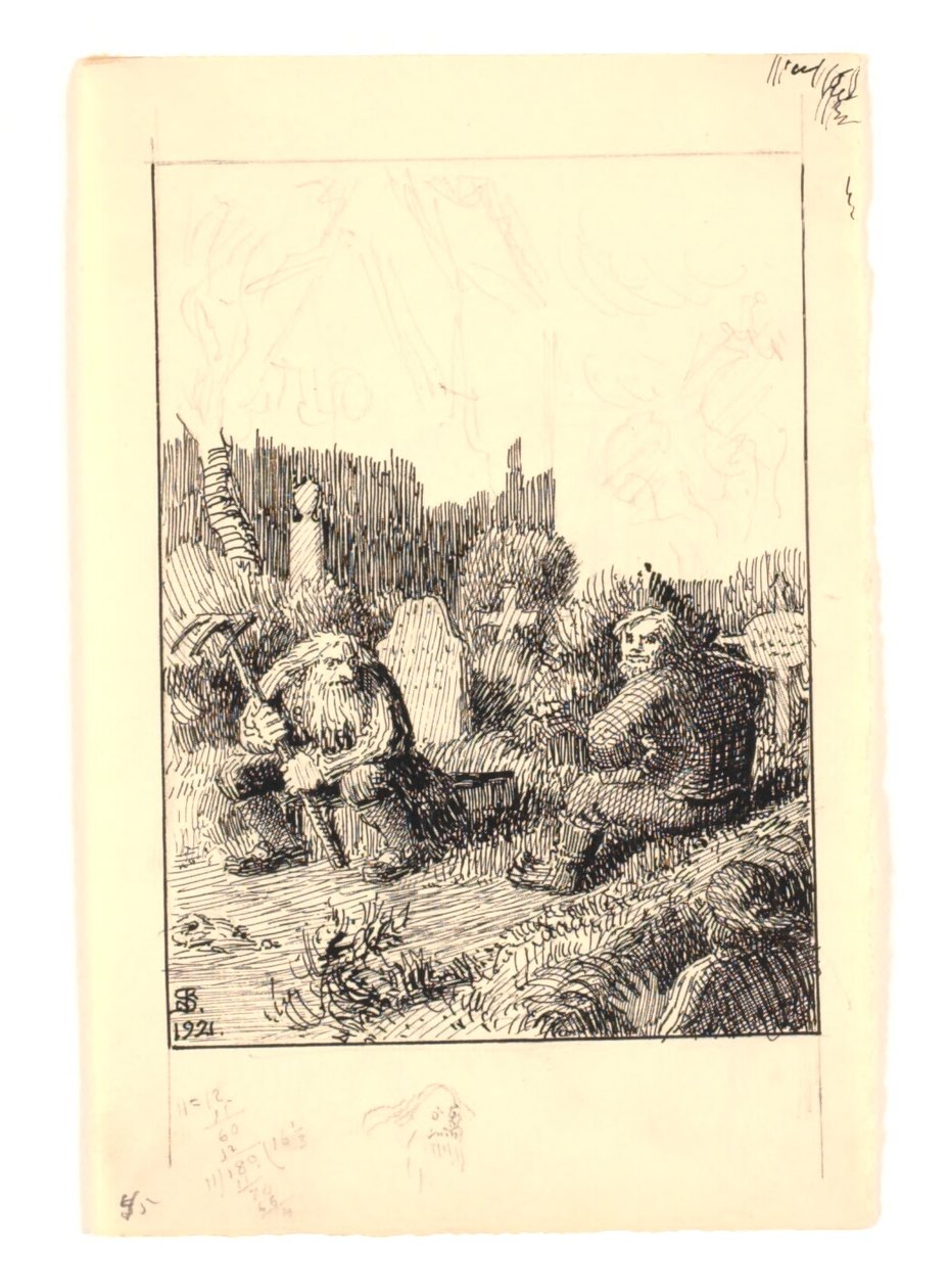 Illustration for "The Beach Watchman and the Church Grim" by Niels Skovgaard