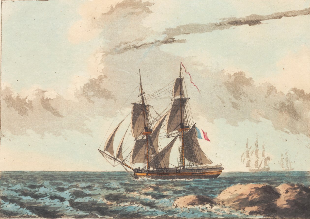 A French Canon Brig Crossing Close Underwater by Niels Truslew