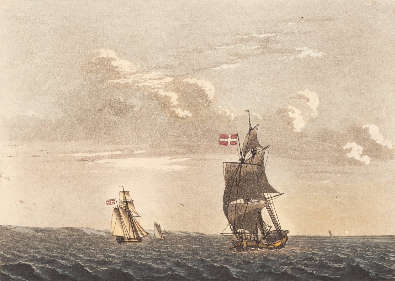 A Galley with Side Wind, and a Brig Before the Wind by Niels Truslew