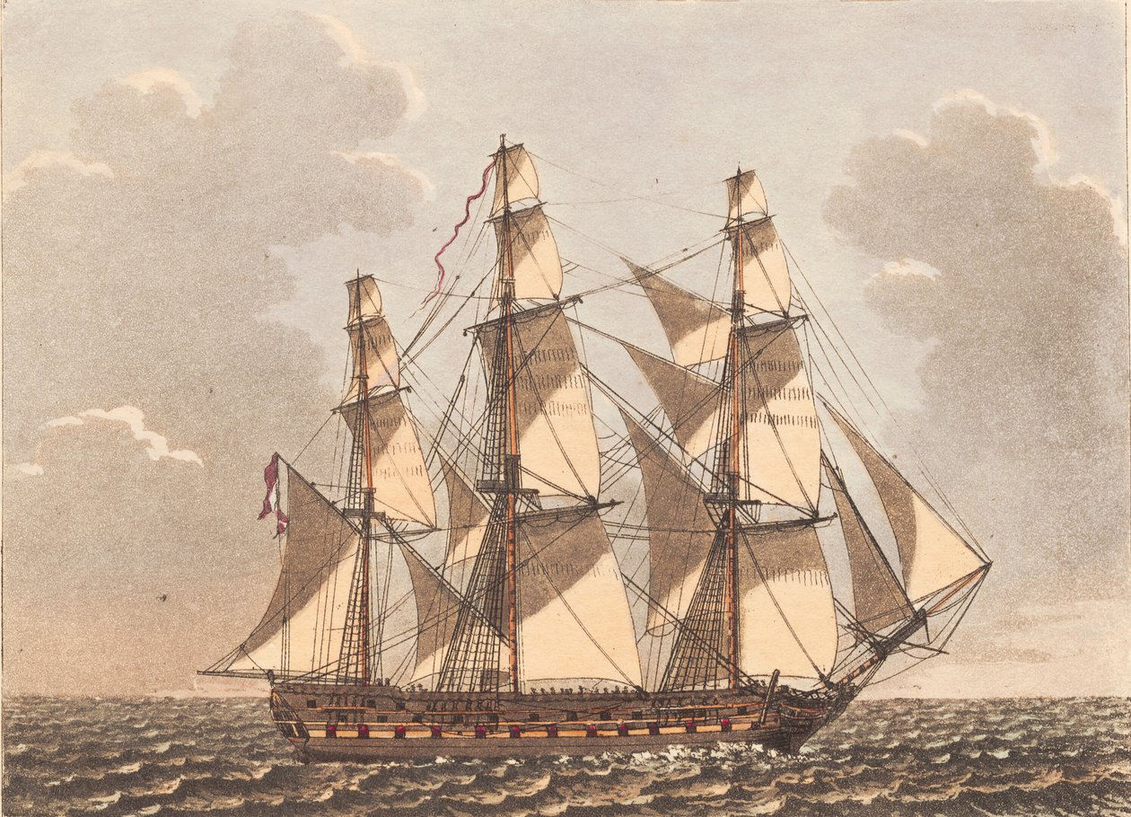 A Danish Warship, Seen to Windward with Side Wind by Niels Truslew