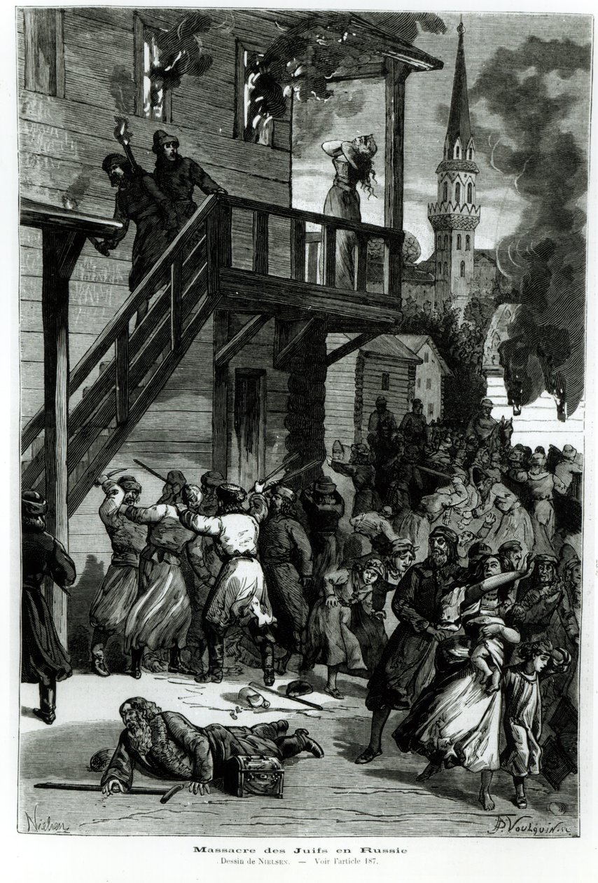 Slaughter of the Jews in Russia, engraved by Gustave Voulquin from Le Journal Illustre, June 1881 by Nielsen