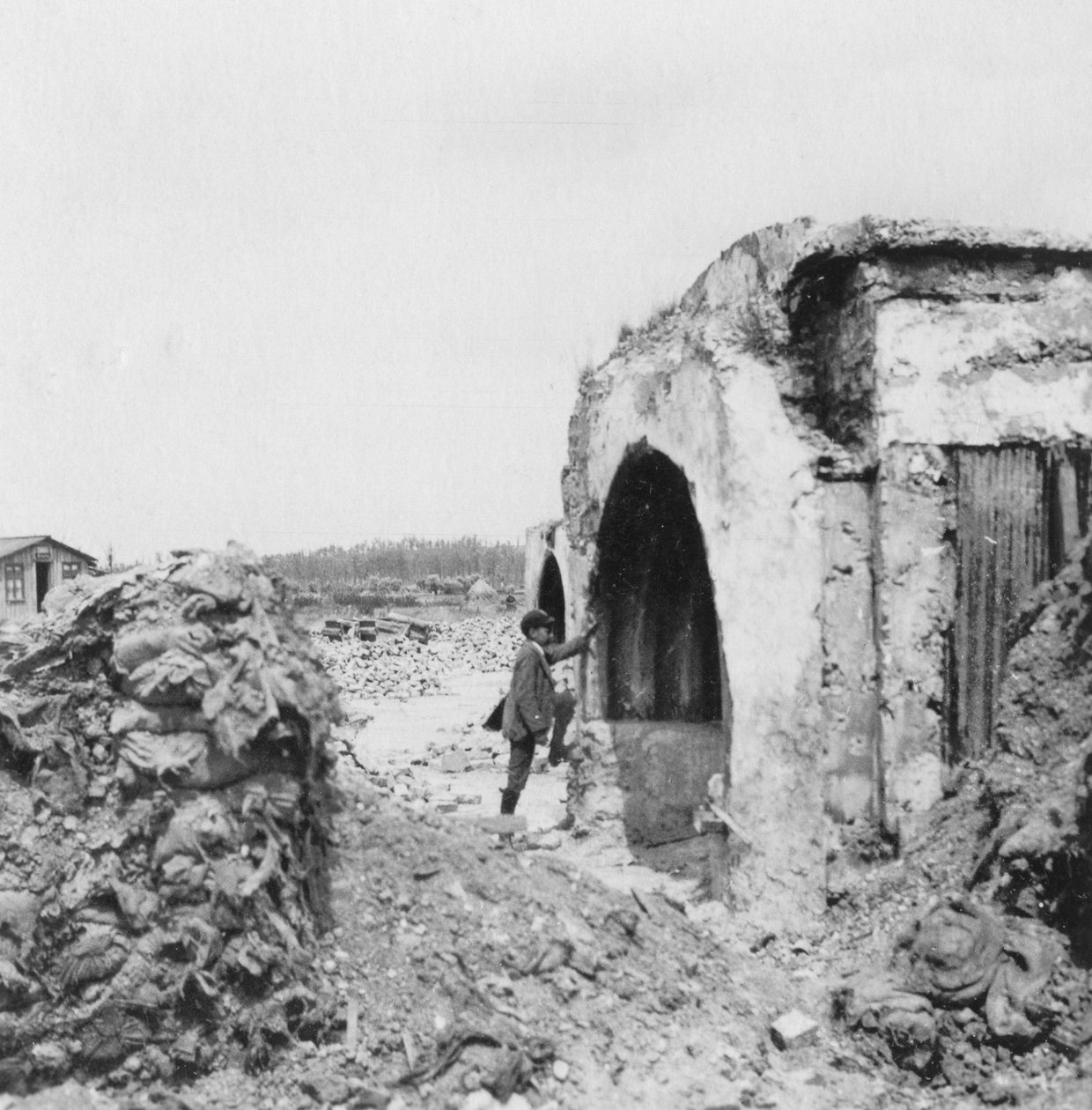 Dugout made of concrete and lined with corrugated iron, World War I, c1914-c1918 by Nightingale and Co