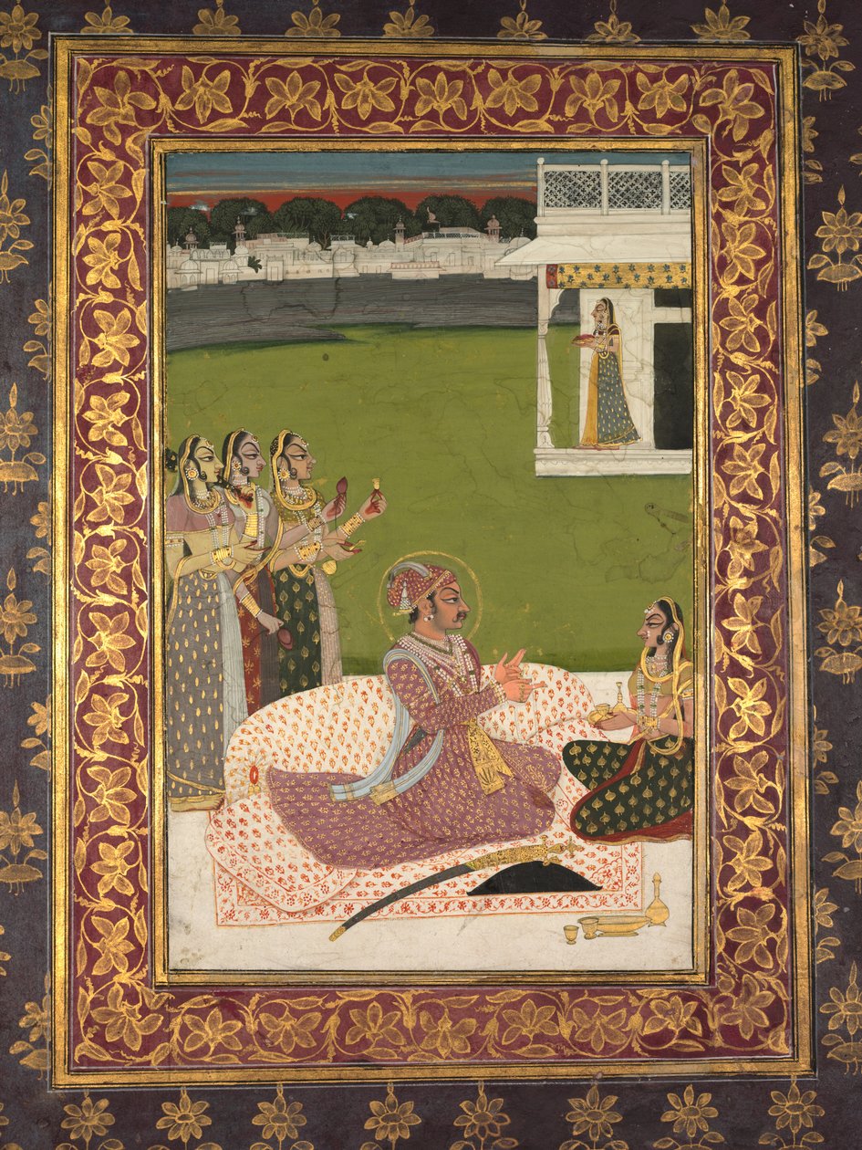 Portrait of Maharaja Savant Singh with Consort, Bani Thani by Nihal Chand