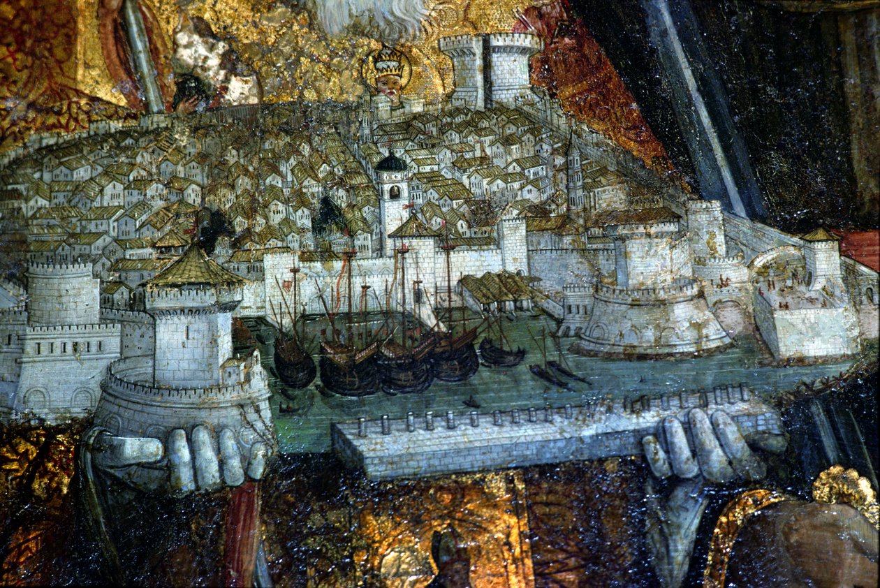 The walled city carried by St. Blaise (detail) by Nikola Bozidarovic